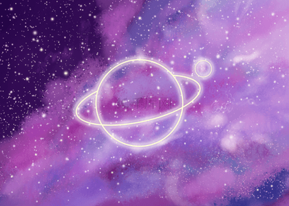 星球紫色背景图片_水彩星球图案宇宙星空背景
