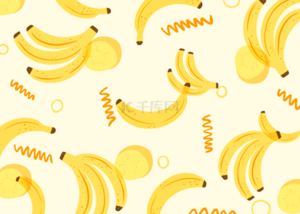 黄色水彩香蕉水果背景