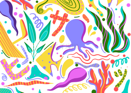 抽象动物背景背景图片_彩色海洋抽象动物植物背景