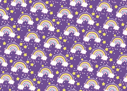 紫色星星彩虹云朵星辰