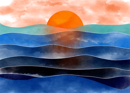 多层次抽象海面印象大海阳光壁纸背景