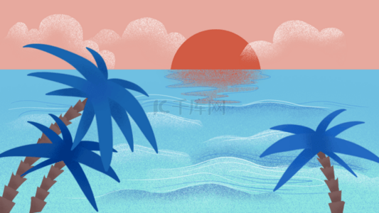 海边落日椰树zoom虚拟背景
