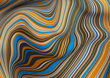 蓝橙色3d立体抽象波浪线条背景