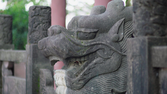 古建筑龙头石雕素材
