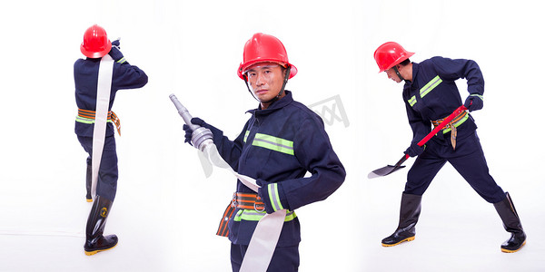 消防人像消防员救援火灾摄影图配图
