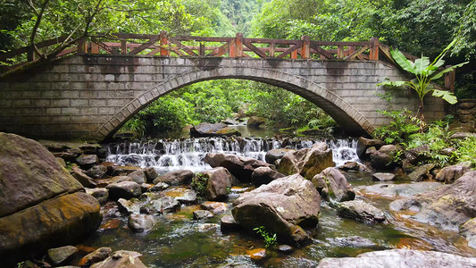 日月山河摄影照片_广西十万大山腹地八寨沟风景区航拍河流