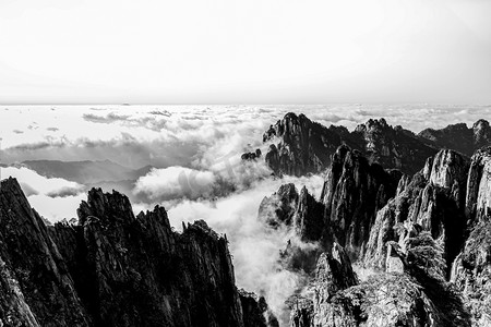 水墨白昼山峰山区流动摄影图配图