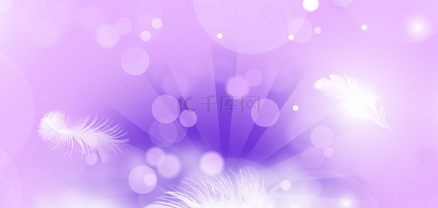 美丽清新背景图片_美妆化妆品光效羽毛紫色清新