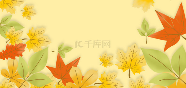 秋季黄色落叶背景图片_黄色金秋枫叶背景图片