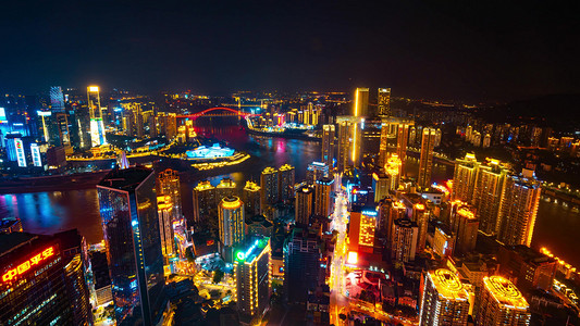 大气科技摄影照片_大气梦幻科技感重庆CBD城市灯光秀