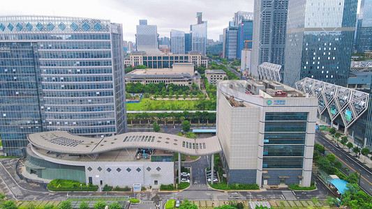 航拍城市中国移动办公大楼