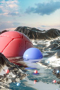 eva超现实背景图片_概念唯美圆球三维超现实