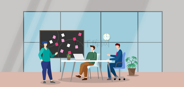 会议室办公室人员灰色简约