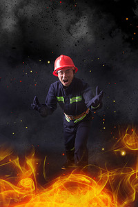 火灾救援摄影照片_消防安全灭火保护火灾摄影图配图