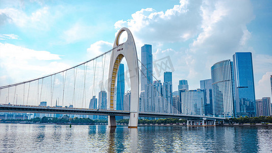 广州市标注性建筑摄影照片_广州地标猎德大桥摄影图