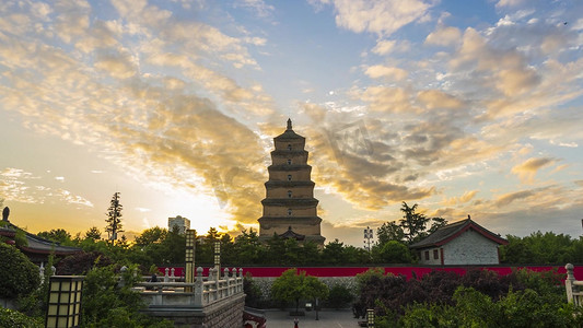 地标摄影照片_西安古建筑地标旅游景点大雁塔