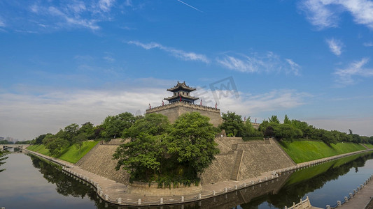 陕西骊山摄影照片_陕西5A景区西安城墙城角角楼天空云层