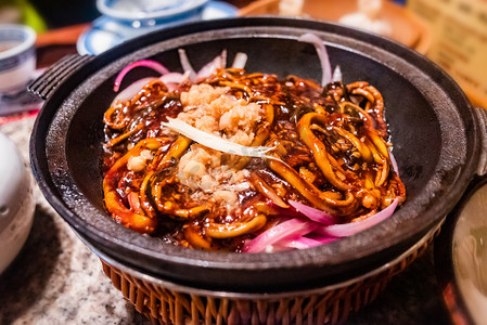 餐饮菜式响油鳝糊美味炒鳝糊摄影图配图