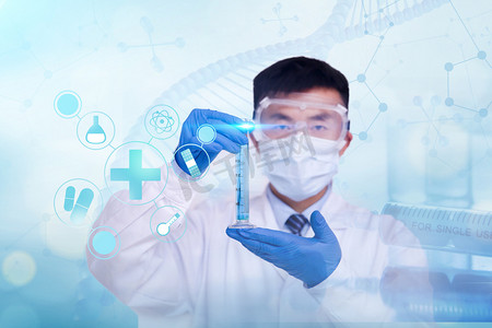 科技医疗基因科技科学研究人像实验试管摄影图配图医学研究