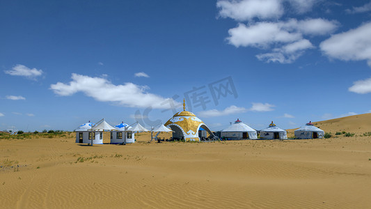 响沙湾4A景区上午蒙古包夏季素材摄影图配图