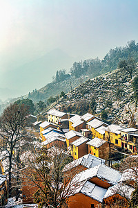 冬天风景白天村庄山区摇动摄影图配图