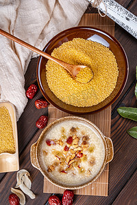 中式美食小米谷物养胃粥摄影图配图