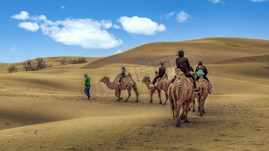 沙漠驼队上午驼队夏季素材摄影图配图