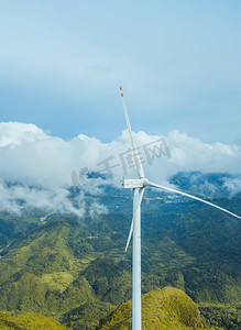 风车夏天风车高坡摄影摄影图配图