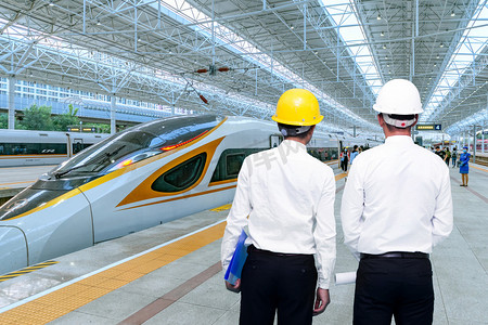 高铁工程师人像交通基础建设技术员摄影图配图