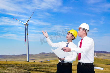 新能源工程师新能源人像技术员风力发电摄影图配图