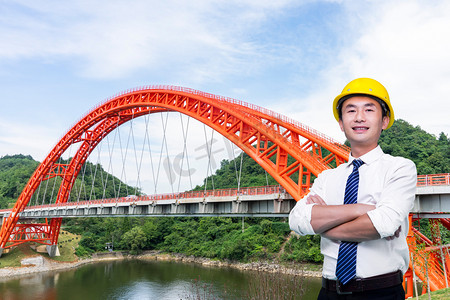 工程师桥梁建筑技术员城市建设摄影图配图