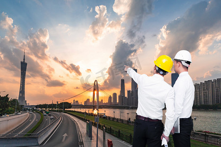 建筑工程师建筑工程人像城市建设施工监理摄影图配图