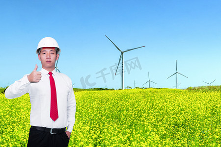 能源工程师风力发电基础建设新能源节能摄影图配图