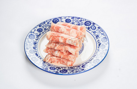 火锅肉卷新鲜营养鲜肉摄影图配图