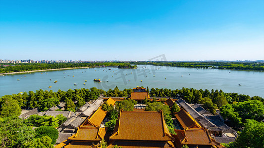 震撼俯瞰北京颐和园全貌蓝天
