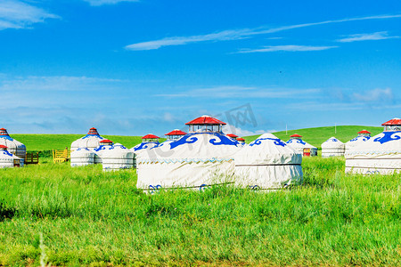 草原白天帐篷蒙古包户外内蒙古摄影图配图