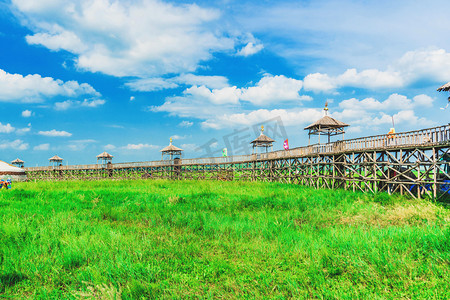 风景白天游牧部落瞭望台户外风景摄影图配图