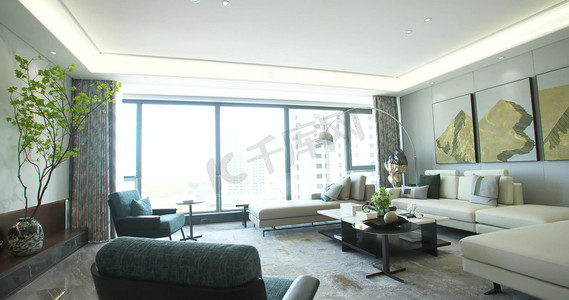 居家环境现代风格客厅样板间实拍客厅