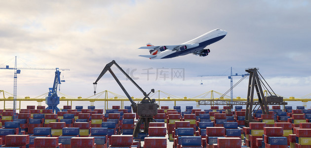 飞机上吃饭背景图片_物流飞机集装箱c4d