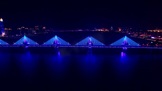 南昌大桥摄影照片_航拍江西南昌朝阳大桥夜景灯光