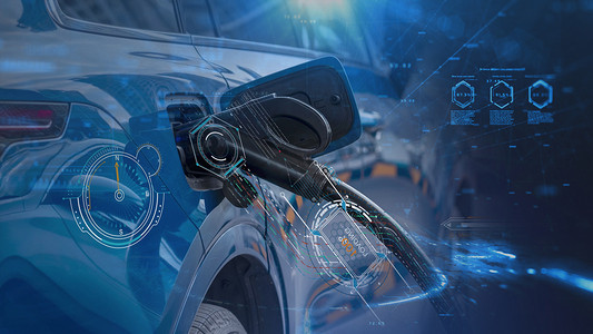 科技感底纹素摄影照片_新能源科技网络技术白天新能源汽车汽车环保摄影图配图