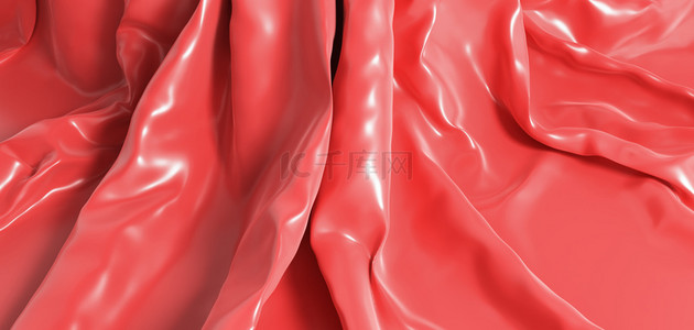 3d写实背景图片_质感丝滑布料红色3D写实C4D背景