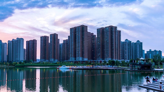 城市夜景灯光居民小区万家灯火