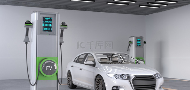 usb充电插座背景图片_新能源汽车充电C4D智能汽车科技