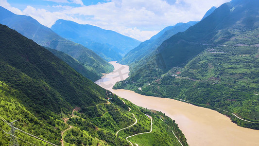 中国山川摄影照片_云南金沙江自然风光山峰山川河流