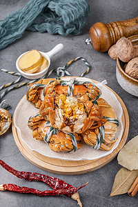 营养美味中秋食材鲜美大闸蟹摄影图配图