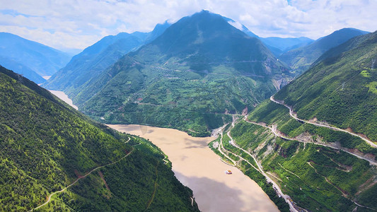  山峰山川河流云南金沙江自然风景