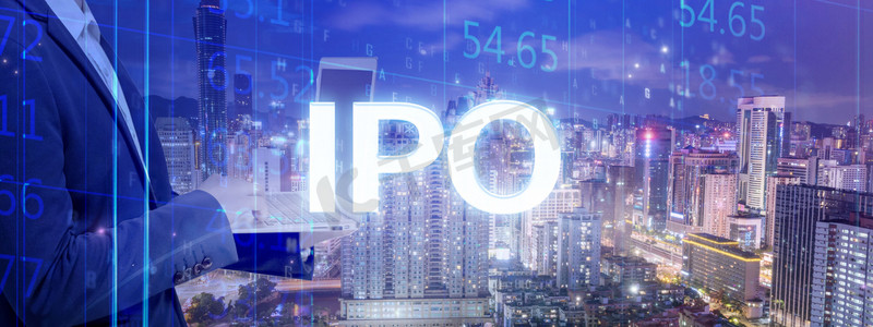 城市商务电脑股市IPO夜晚IPO股票股市炒股摄影图配图
