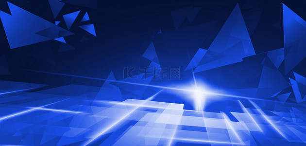 蓝色几何图形科技背景图片_几何科技几何空间