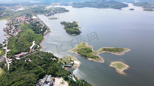 红枫湖秋天的风景岛屿场景